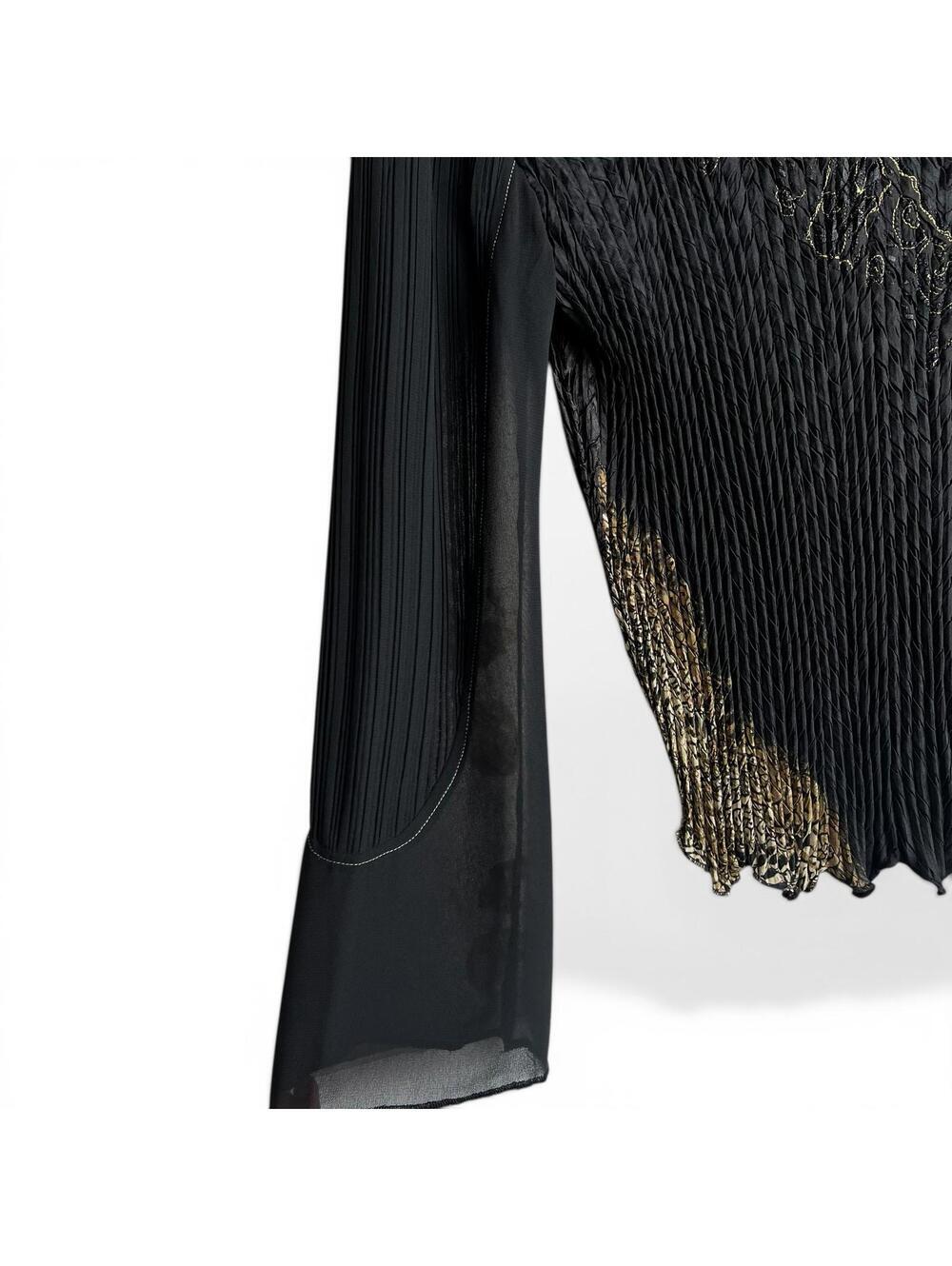 Black and Gold Long Sleeve Textured Top - Picture 2 of 5